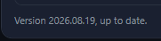 The status line Version 2026.08.19, up to date.