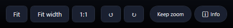 The Fit, Fit width, 1:1, rotate left, rotate right, Keep zoom and Info buttons.