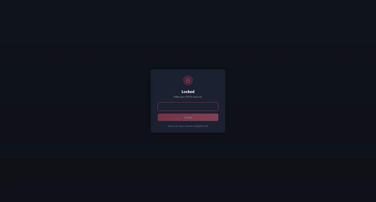 The Locked screen covering the whole window, with a card in the middle.
