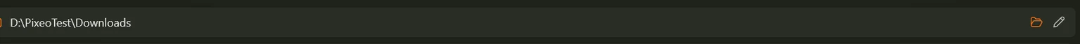 The download folder bar showing the current folder with an open button and an edit button.