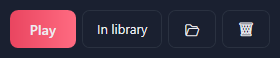 Play, In library, the open-folder button and the remove button.
