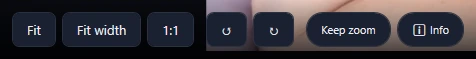 The Fit, Fit width, 1:1, rotate left, rotate right, Keep zoom and Info buttons.