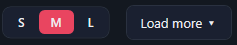 The footer: Size S, M (selected), L and the Load more button.